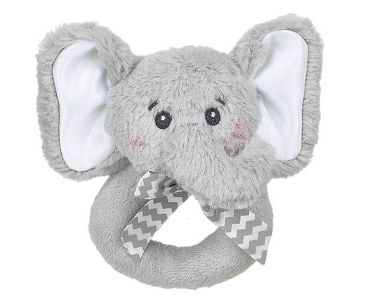 Bearington Collection - Grey Plush Elephant Rattle