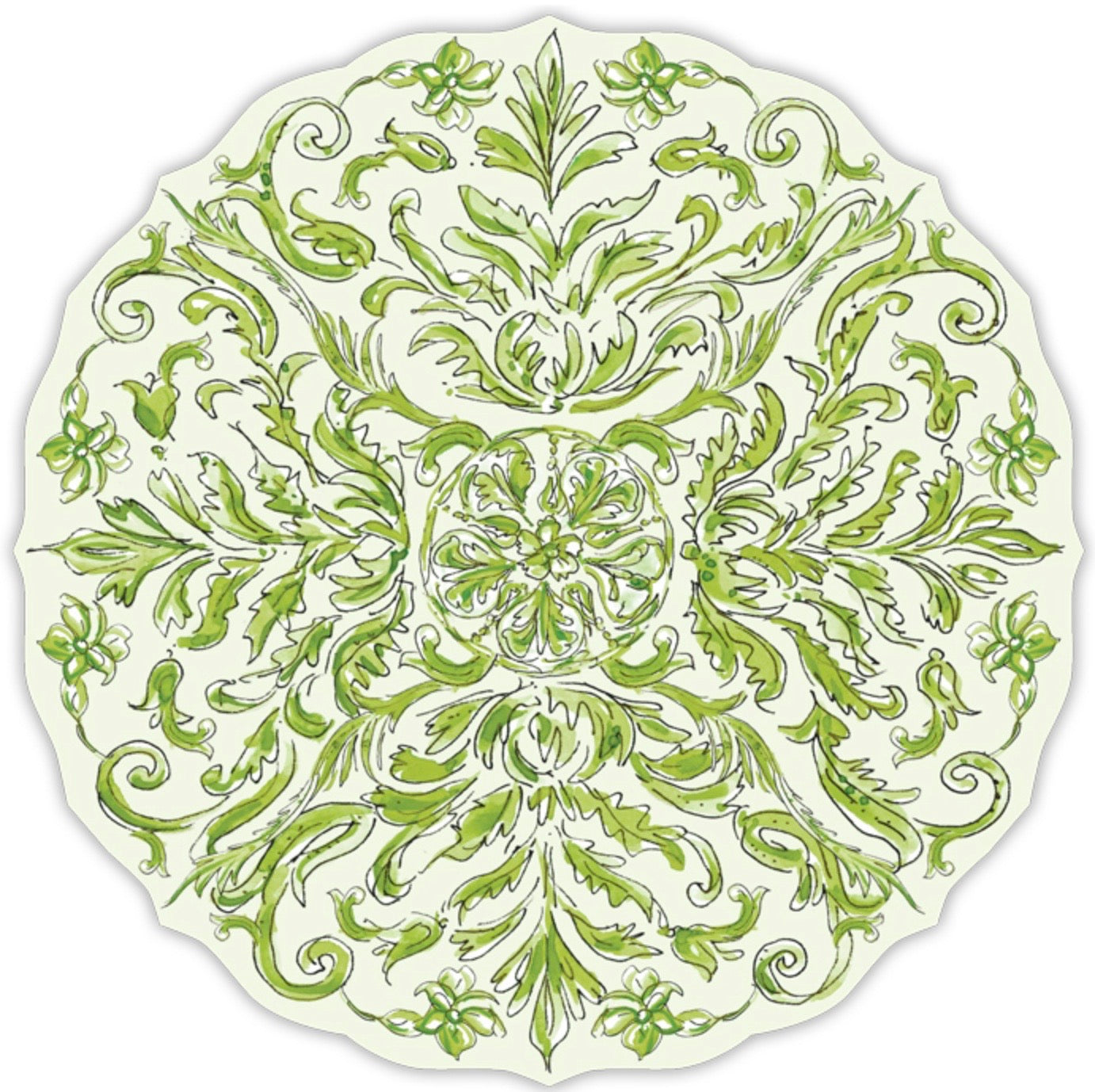 Round Green Filigree Placemat