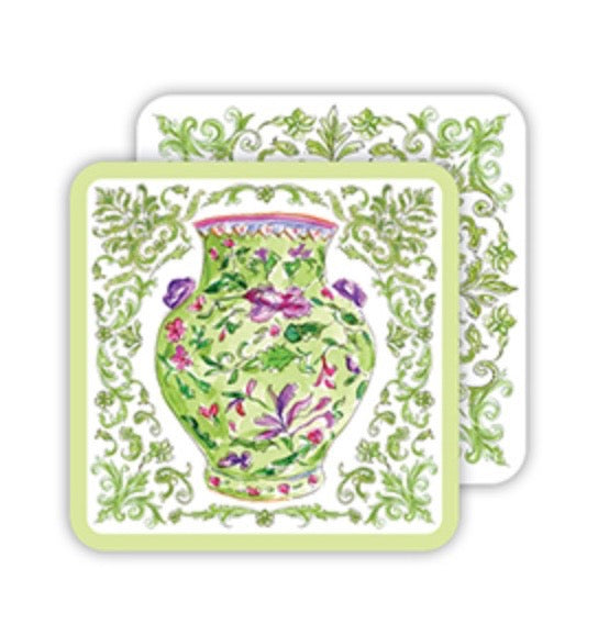 Green Chinoiserie Urn Coasters