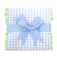 Blue and White Check Burp Cloth with Green Ric Rac Trim