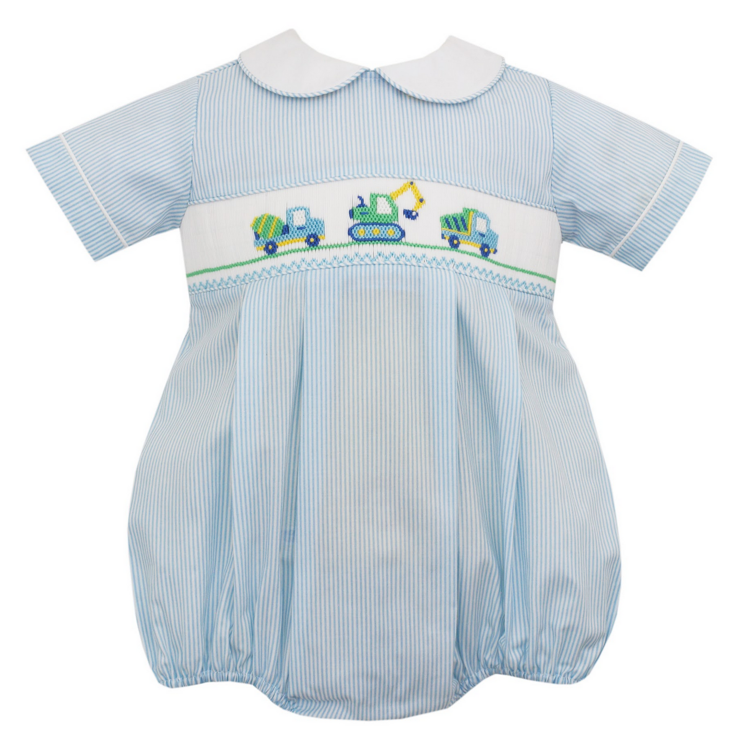 Petit Bebe - Blue boys smocked truck bubble
