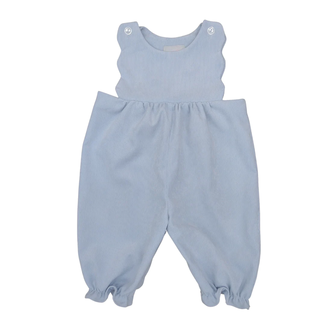 Blue Girl's Scalloped Corduroy Jumpsuit