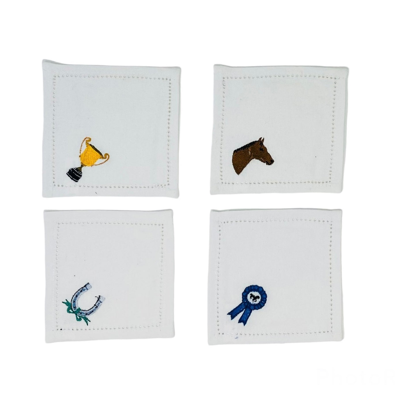 Equestrian Hemstitch Cocktail Napkins