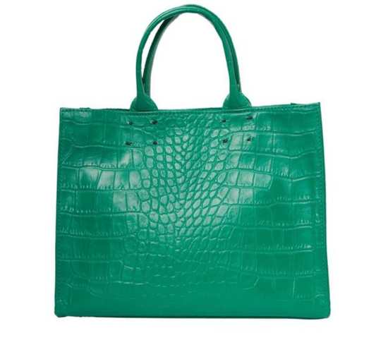 Small Emerald Green Crocodile  Leather Handbag