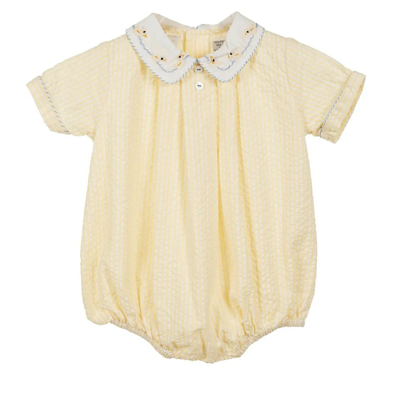 Carriage Boutique - Yellow Seersucker Bubble with Embroidered Ducks