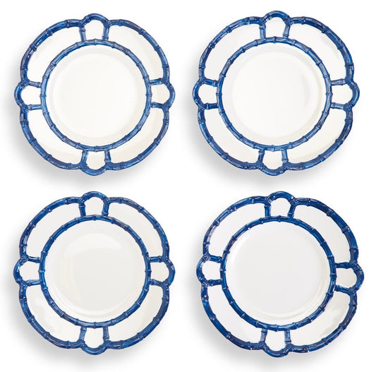 Blue Bamboo Melamine Plates - Set of 4