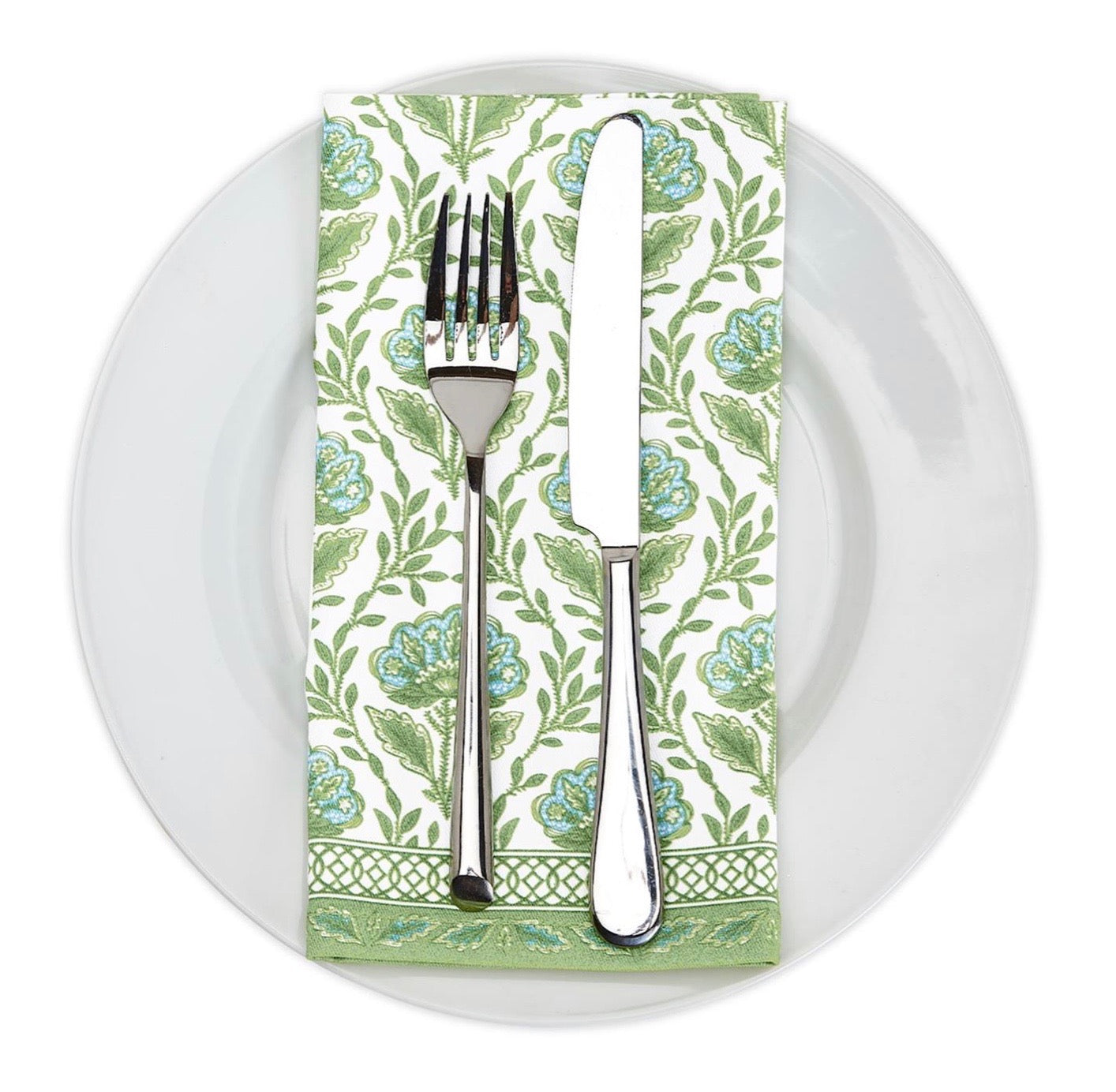 Green Floral Napkins Set of 4