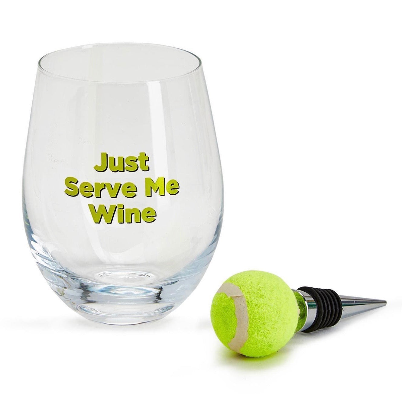 Tennis Wine Glass and Stopper