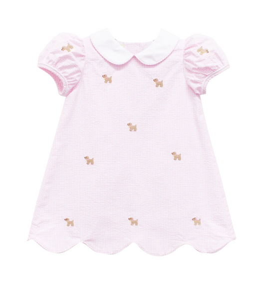 Zuccini Kids - Pink Gingham Dress with Dogs