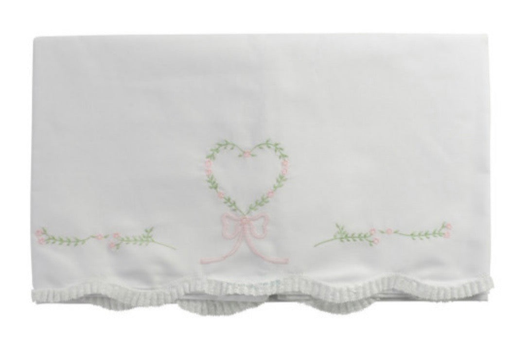 Feltman Brothers - Baby Blanket with Hand Embroidered Pink Heart and Bow