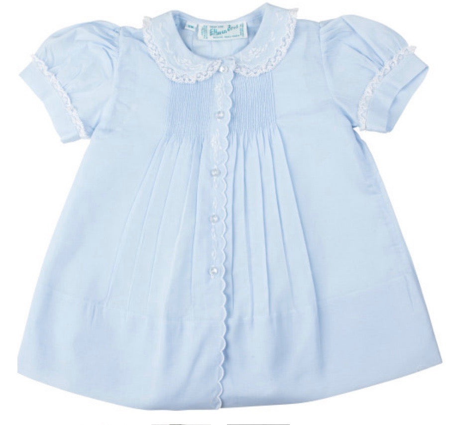 Feltman Brothers - Blue Pleated Dress with Lace Trim