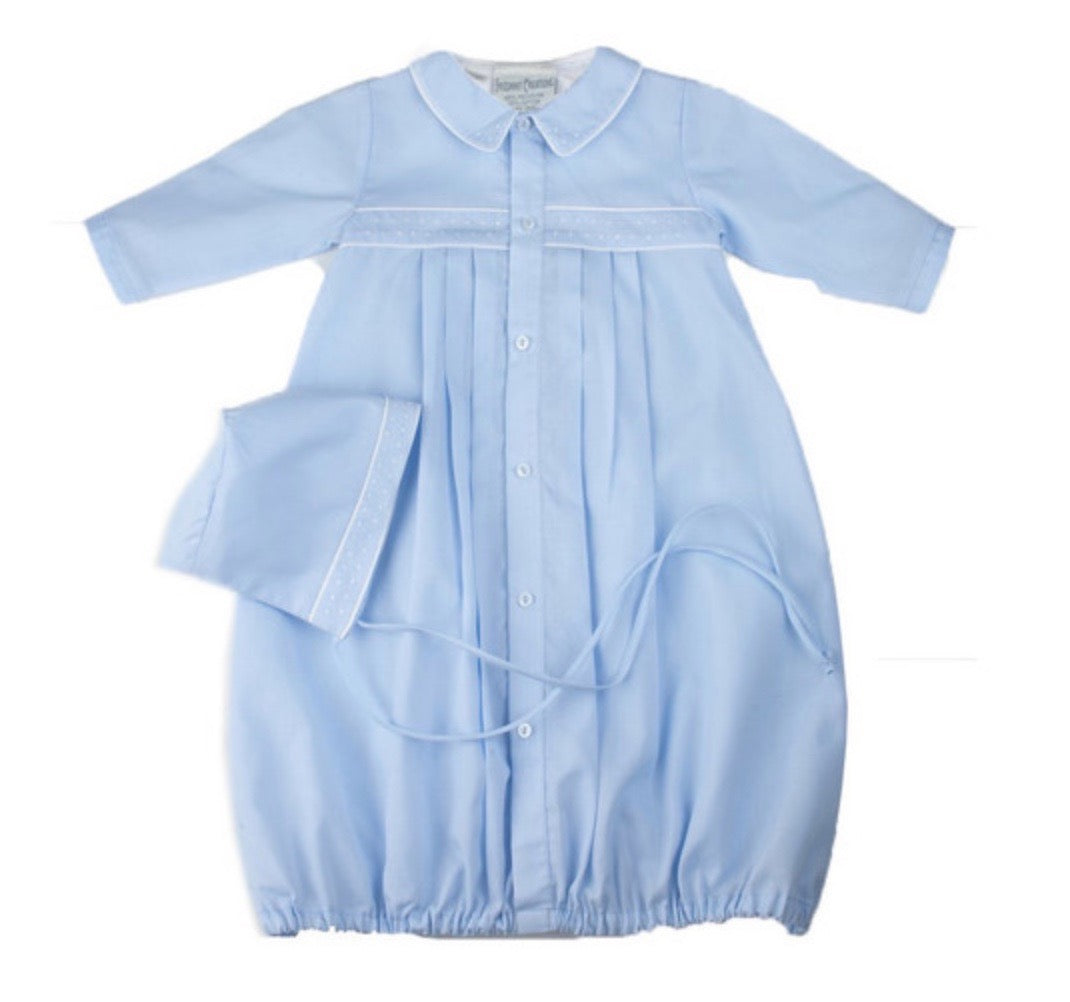 Feltman Brothers - Blue Baby Gown with Matching Bonnet House of Hazen Feltman Brothers - Blue Baby Gown with Matching Bonnet House of Hazen