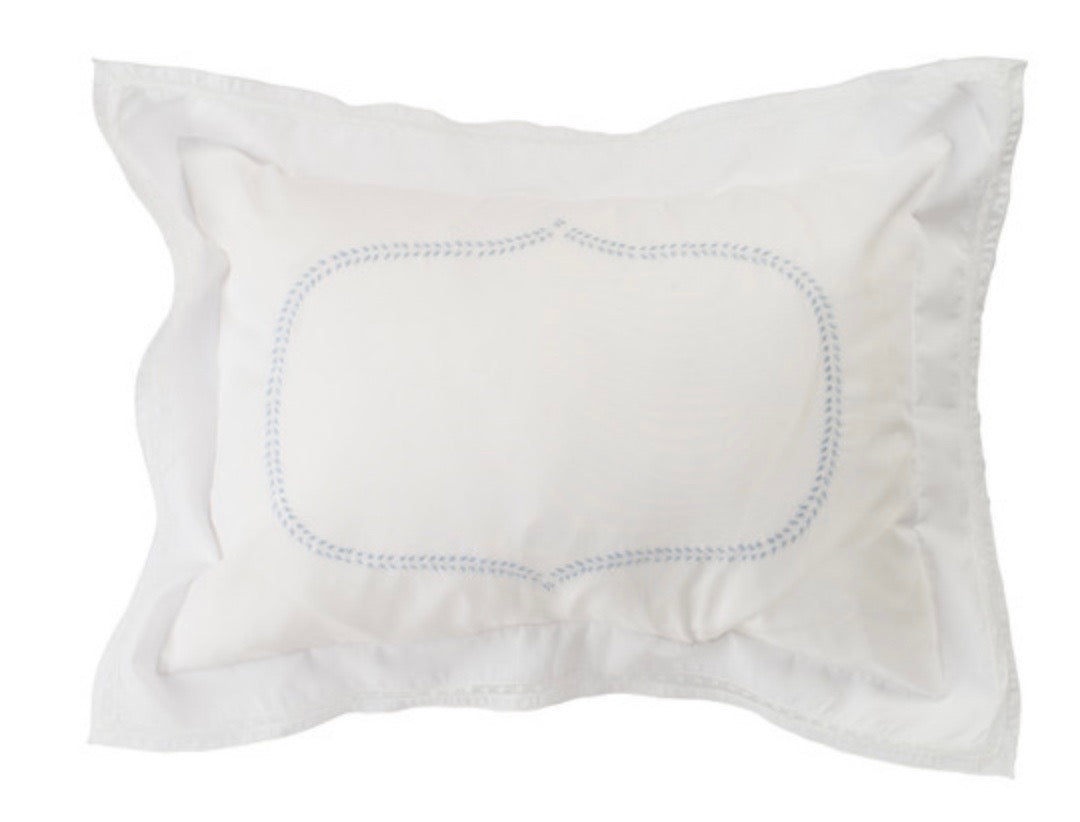Feltman Brothers - Pillow Cover with Blue Leaf Outline