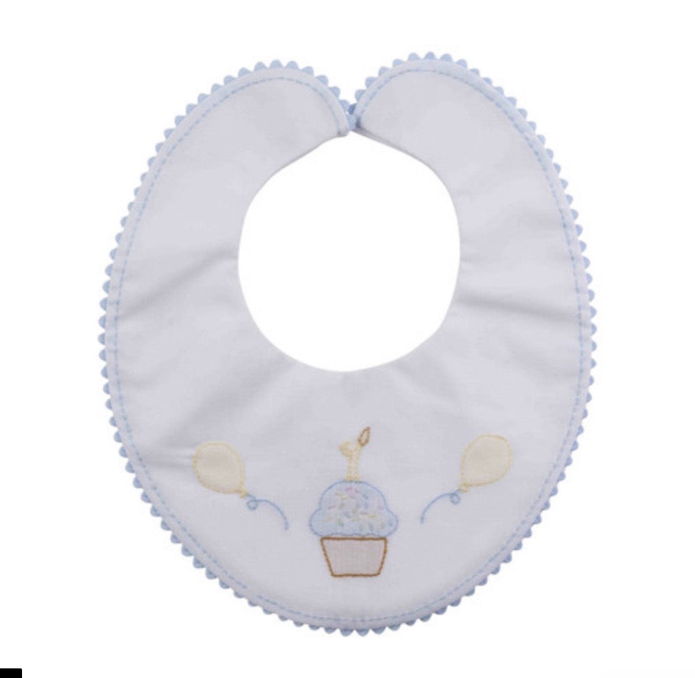 Feltman Brothers - Blue Birthday Bib with Cupcake