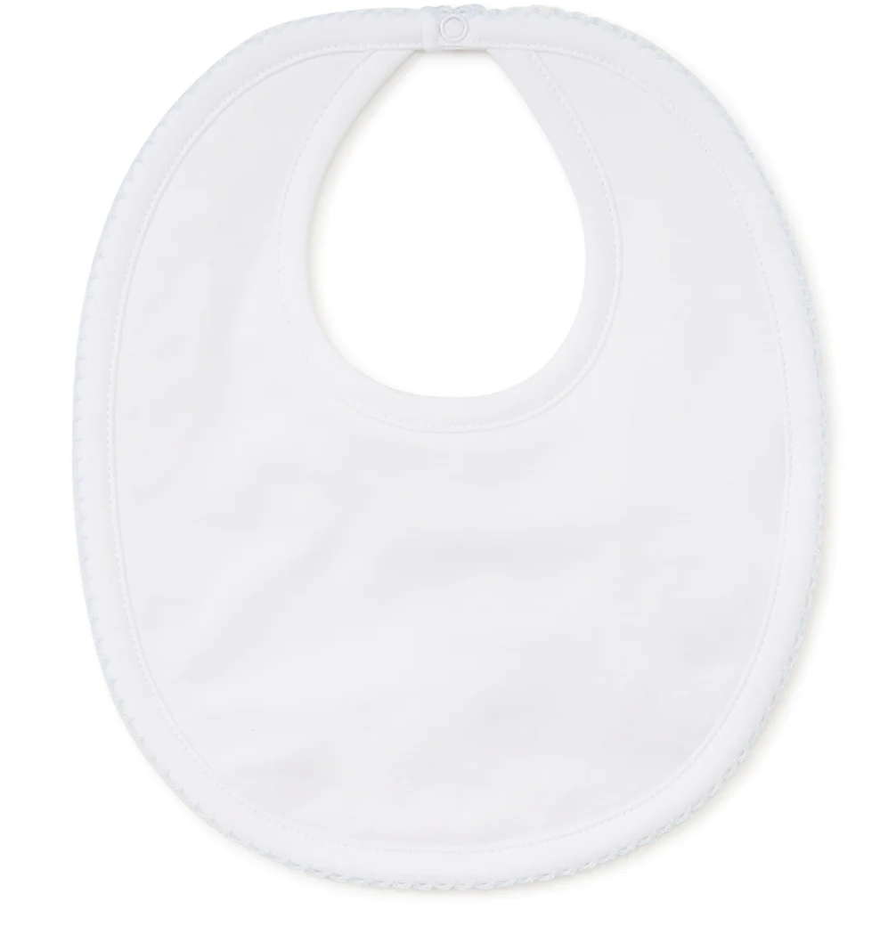 Kissy Kissy - White Bib with Blue Trim
