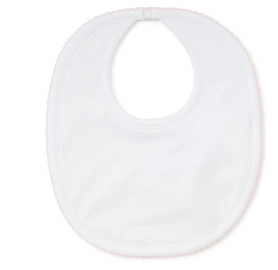 Kissy Kissy - White Bib with Pink Trim