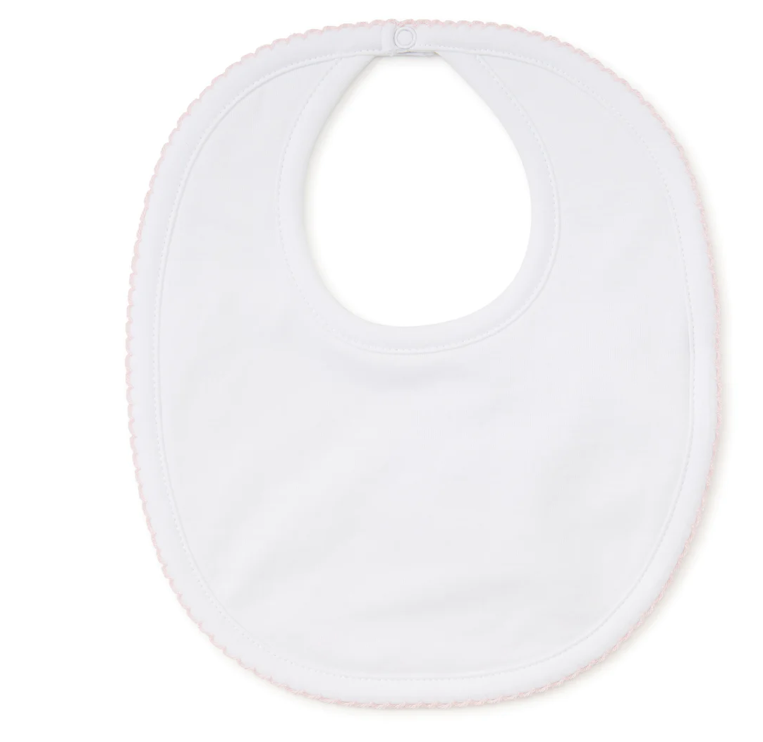 White Bib with Pink Trim