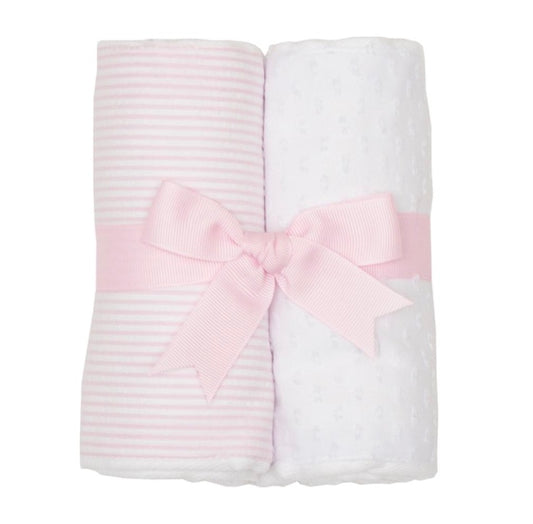 3 Marthas - Pink Seersucker Stripe Burp Pads Set of 2