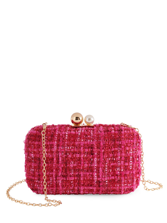 Pink Tweed Clutch