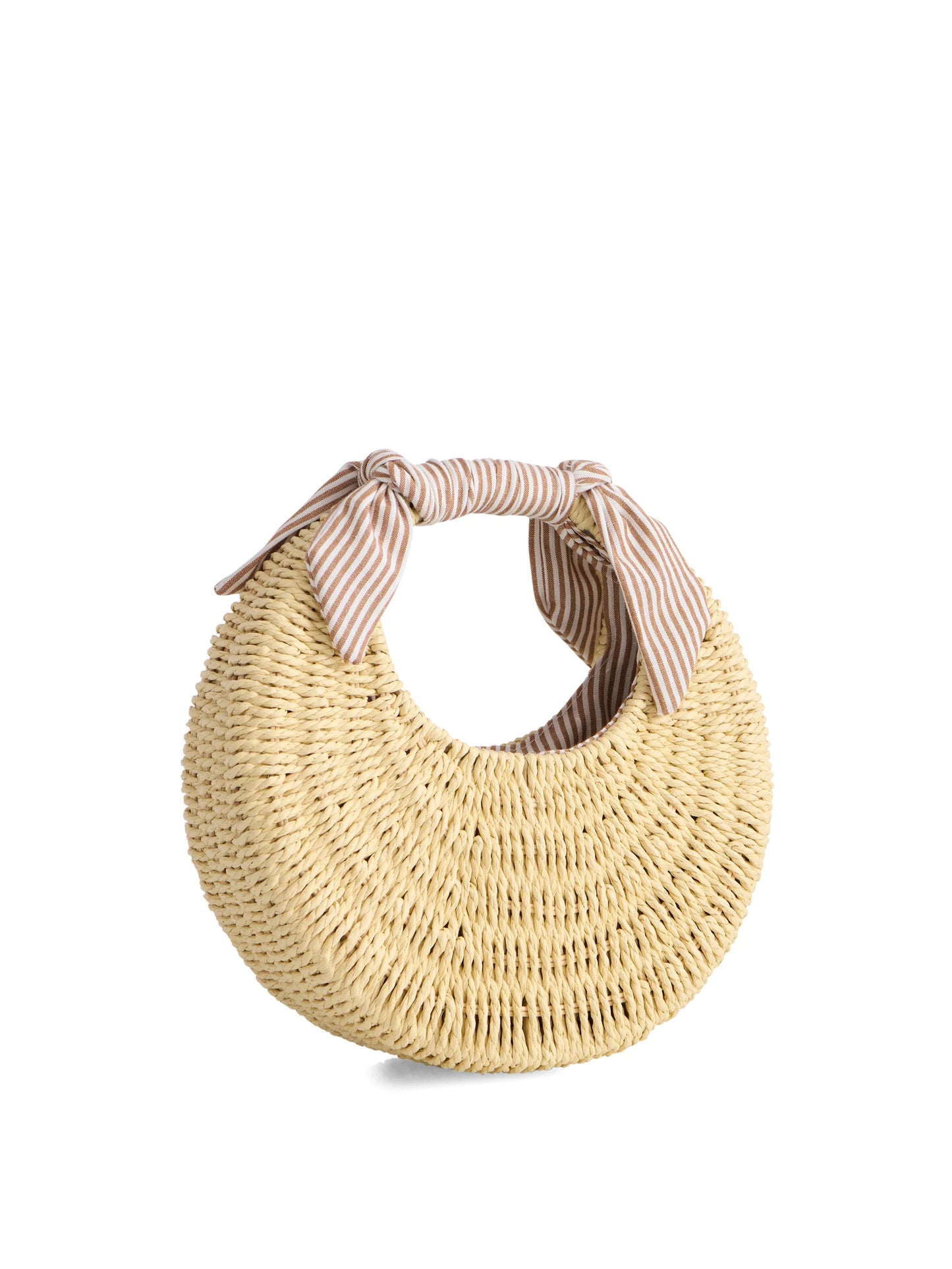 Round Straw Bag - Blue or Brown
