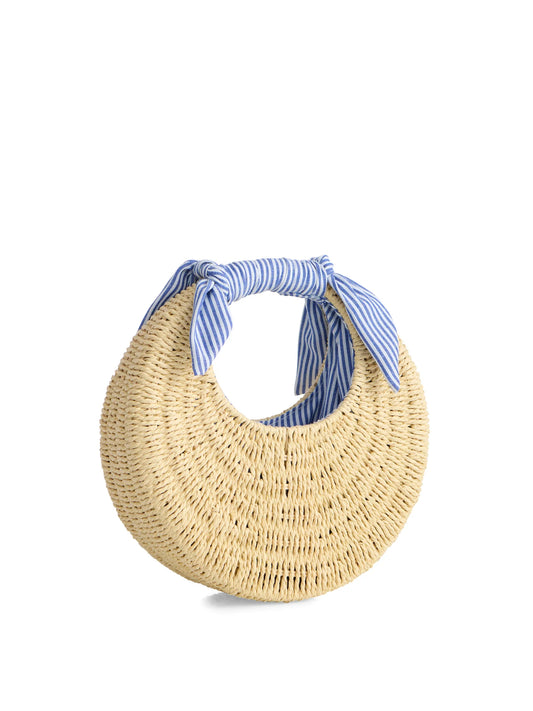 Round Straw Bag - Blue or Brown