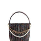 Multicolor Tweed Bag with Black Bow - Bucket