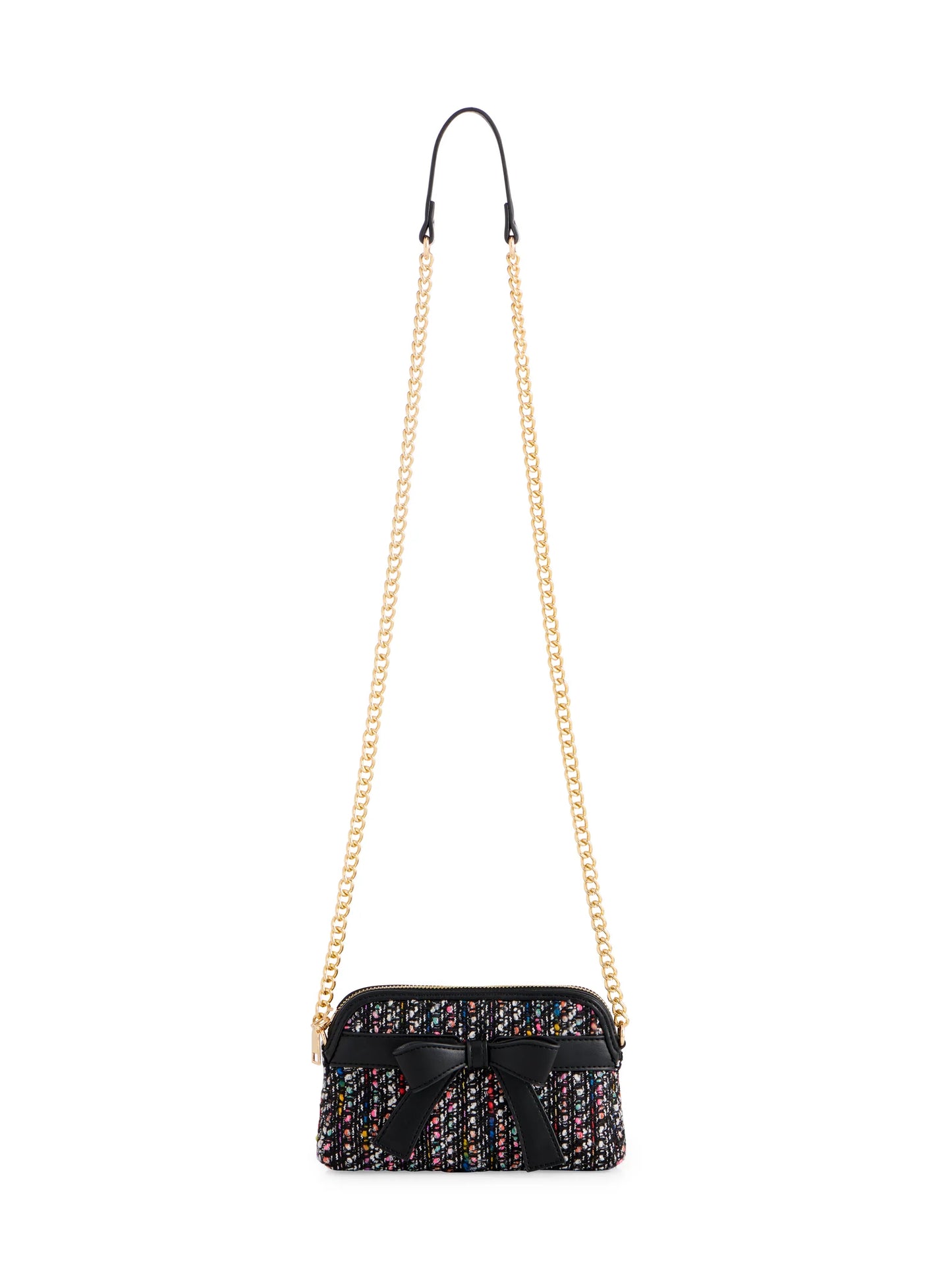 Multicolor Tweed Bag with Black Bow - Cross-Body
