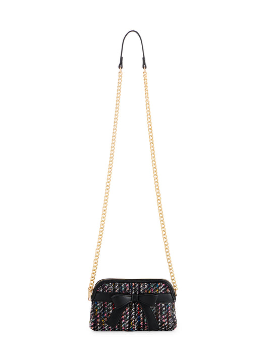 Multicolor Tweed Bag with Black Bow - Cross-Body