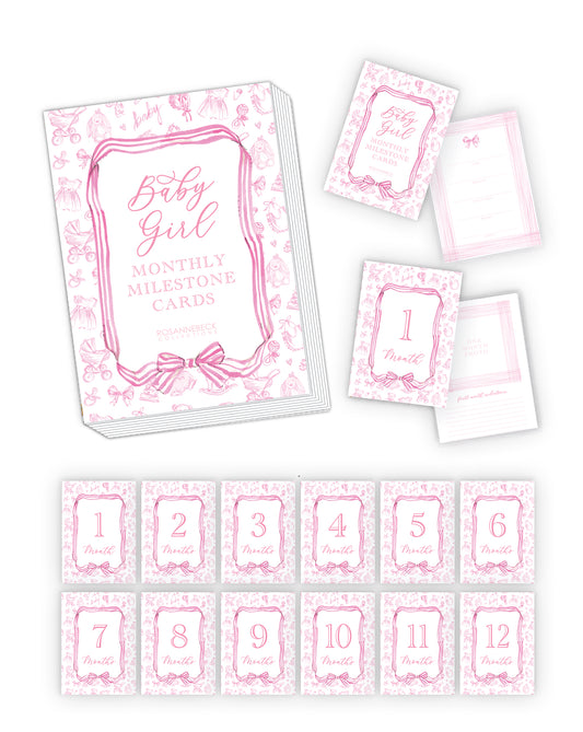 Rosanne Beck - Toile Pink Milestone Cards