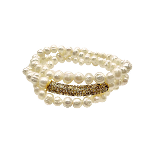 Beaded Bracelet with Rhinestones - Four Colors