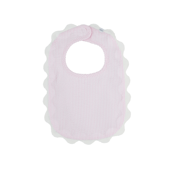 Seersucker Scallop Bib - Blue or Pink