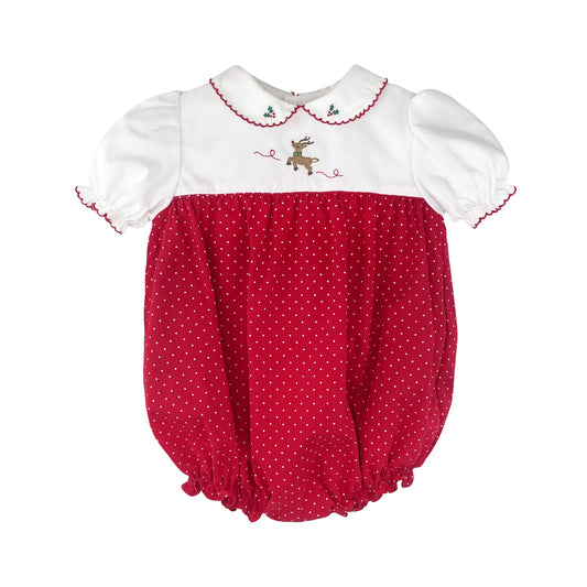 Petit Ami - Holiday Bubble with Reindeer Embroidery