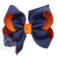 Layered Grosgrain Bow (Dark Navy & Orange)
