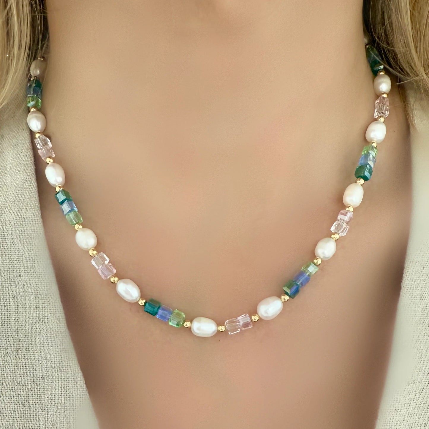 Crystal and Pearl Necklace