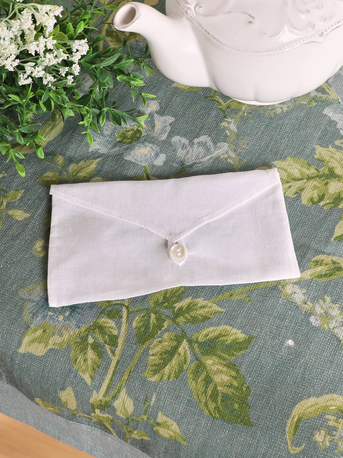 Embroidered Mother Hankie with Button Envelope