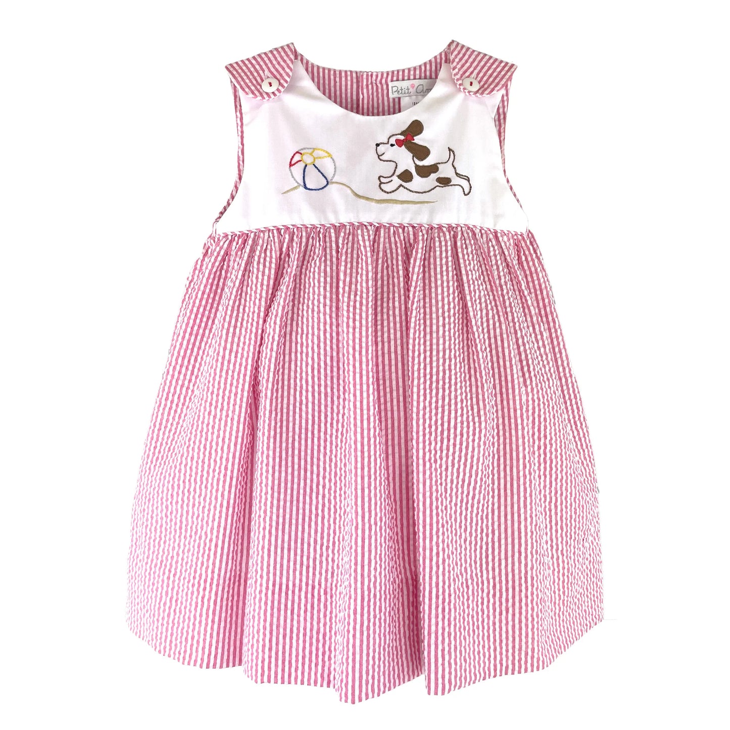 Petit Ami - Sundress with Beach Ball and Dog Embroidery