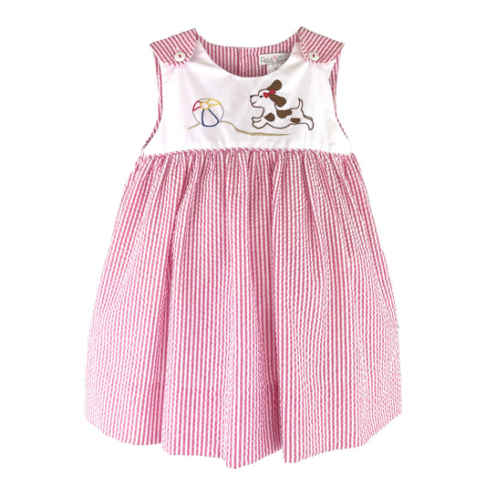Petit Ami - Sundress with Beach Ball and Dog Embroidery