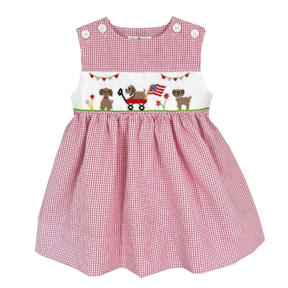 Petit Ami - Smocked Patriotic Pup Dress with Bloomers
