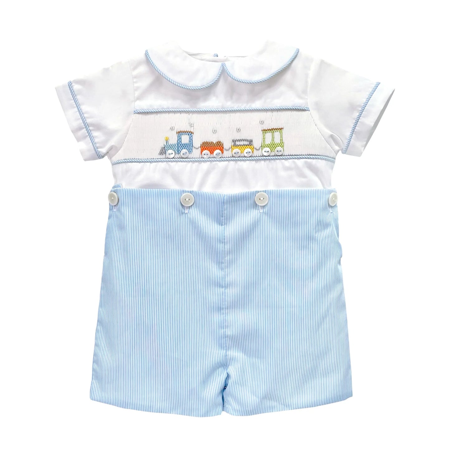 Smocked Train Baby Boy Outfit