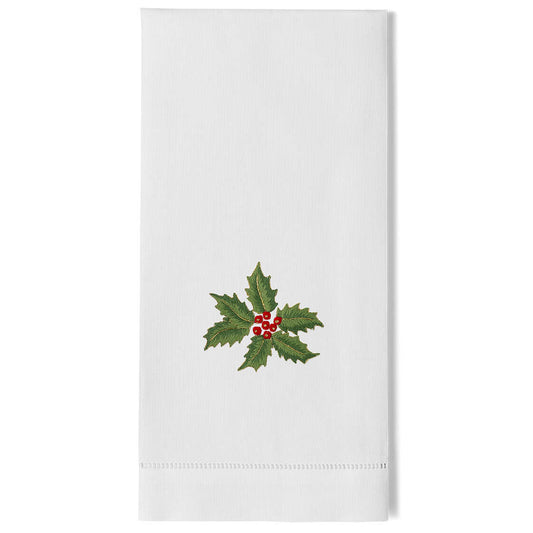 Henry Handwork - Hand-Embroidered Hand Towel - Holly Gold