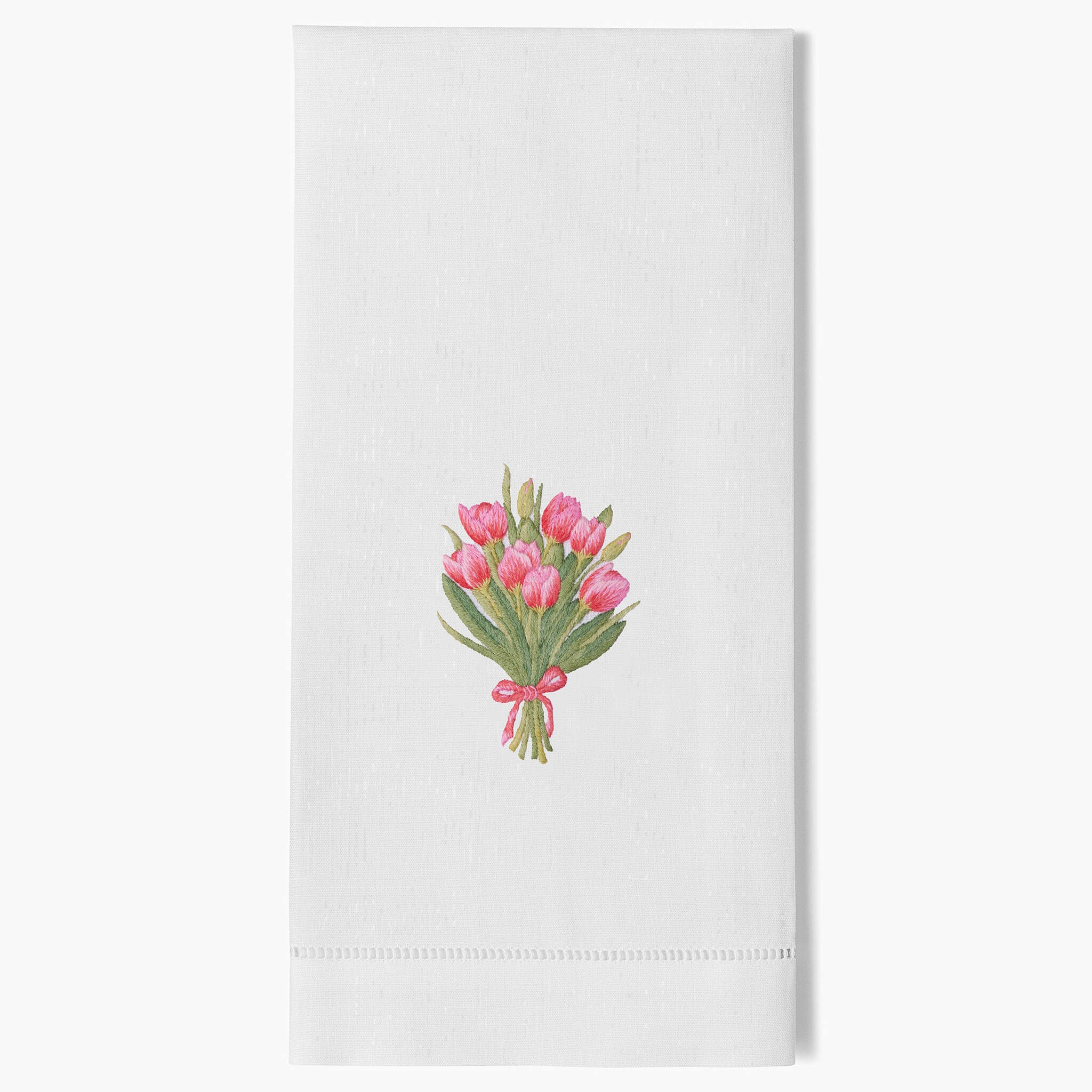 Henry Handwork Embroidered Tulip Bouquet Towel - Thumbnail 3