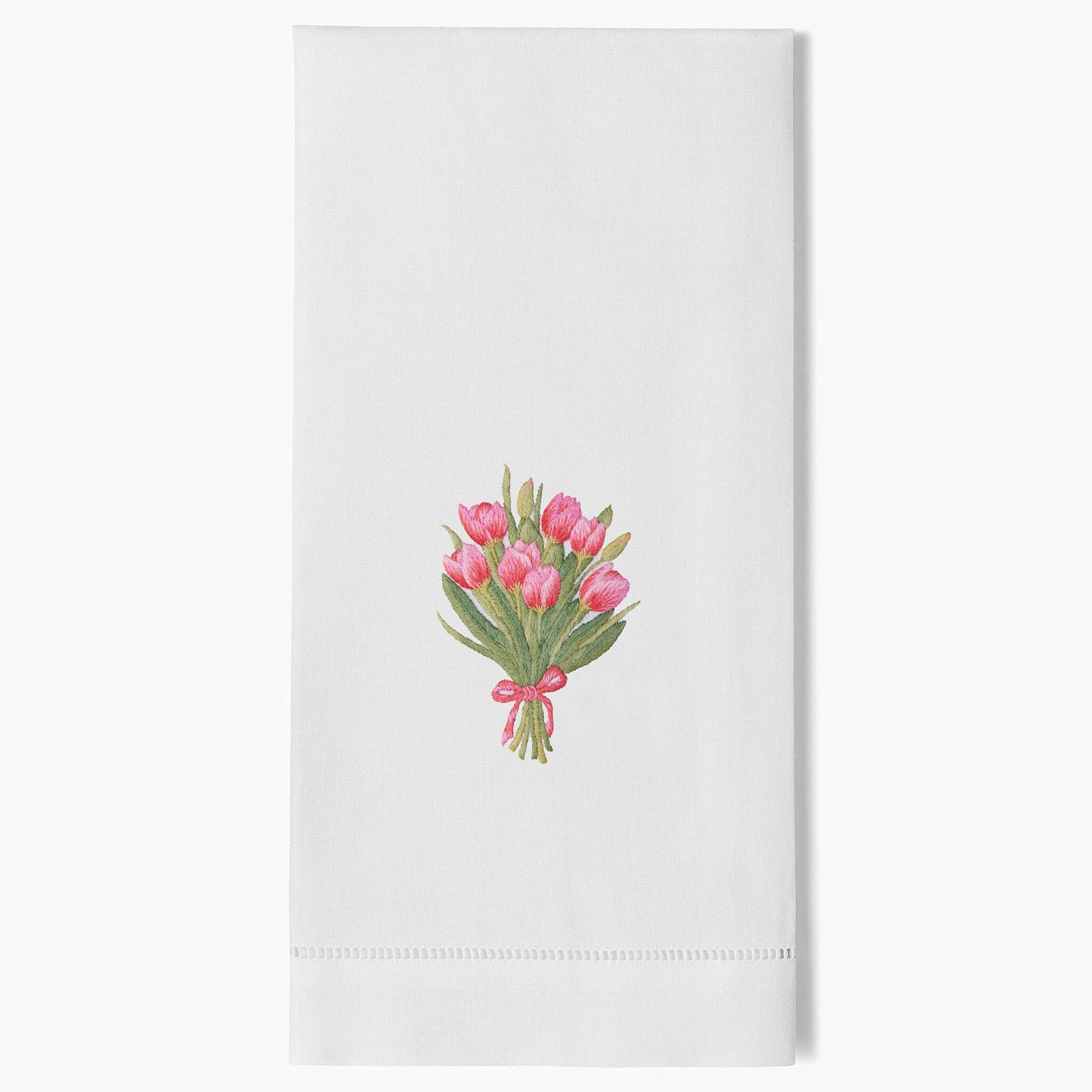 Henry Handwork - Hand-Embroidered Hand Towel - Tulip Bouquet