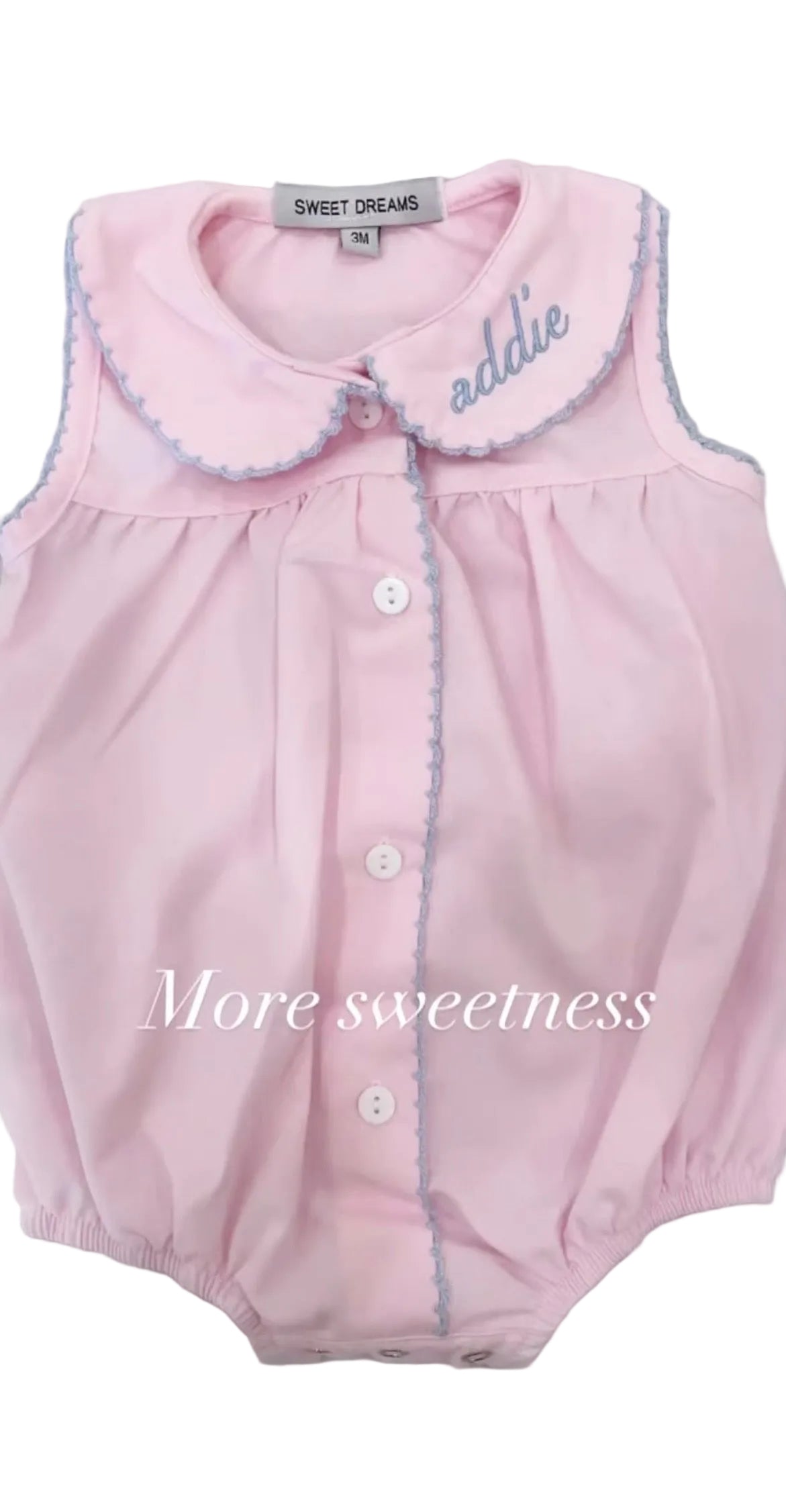 Sweet Dreams - Pink Bubble with Blue Picot Trim