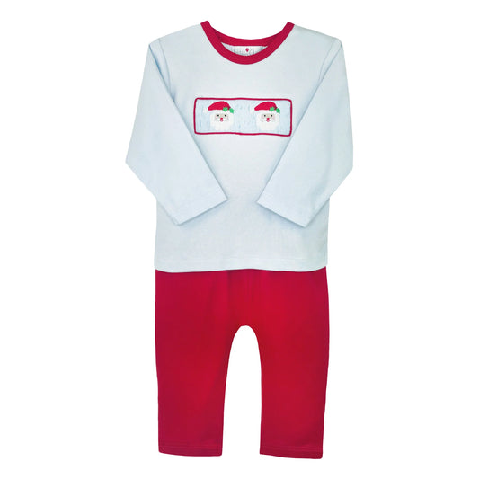 Petit Ami - Smocked Santa Knit Top and Pant Set