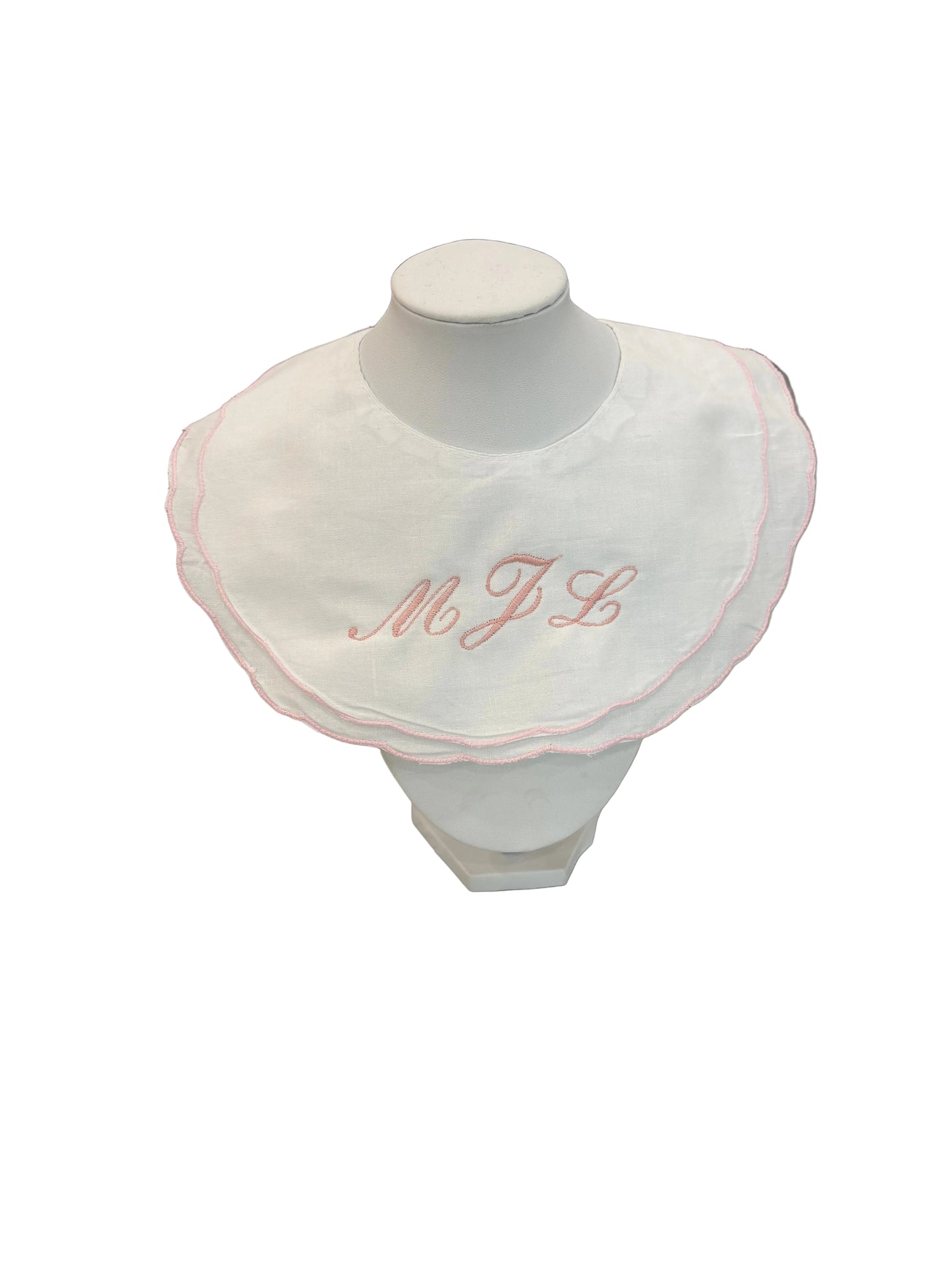 Scalloped Cotton Bib - Pink or Blue