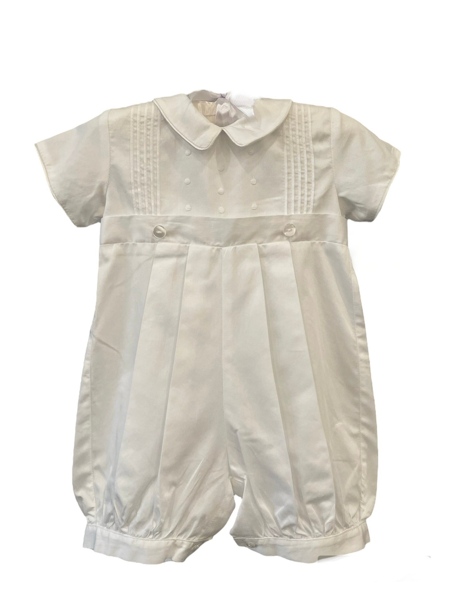 Boys Swiss Dot Christening Gown with Hat that Converts to a Bubble Outfit