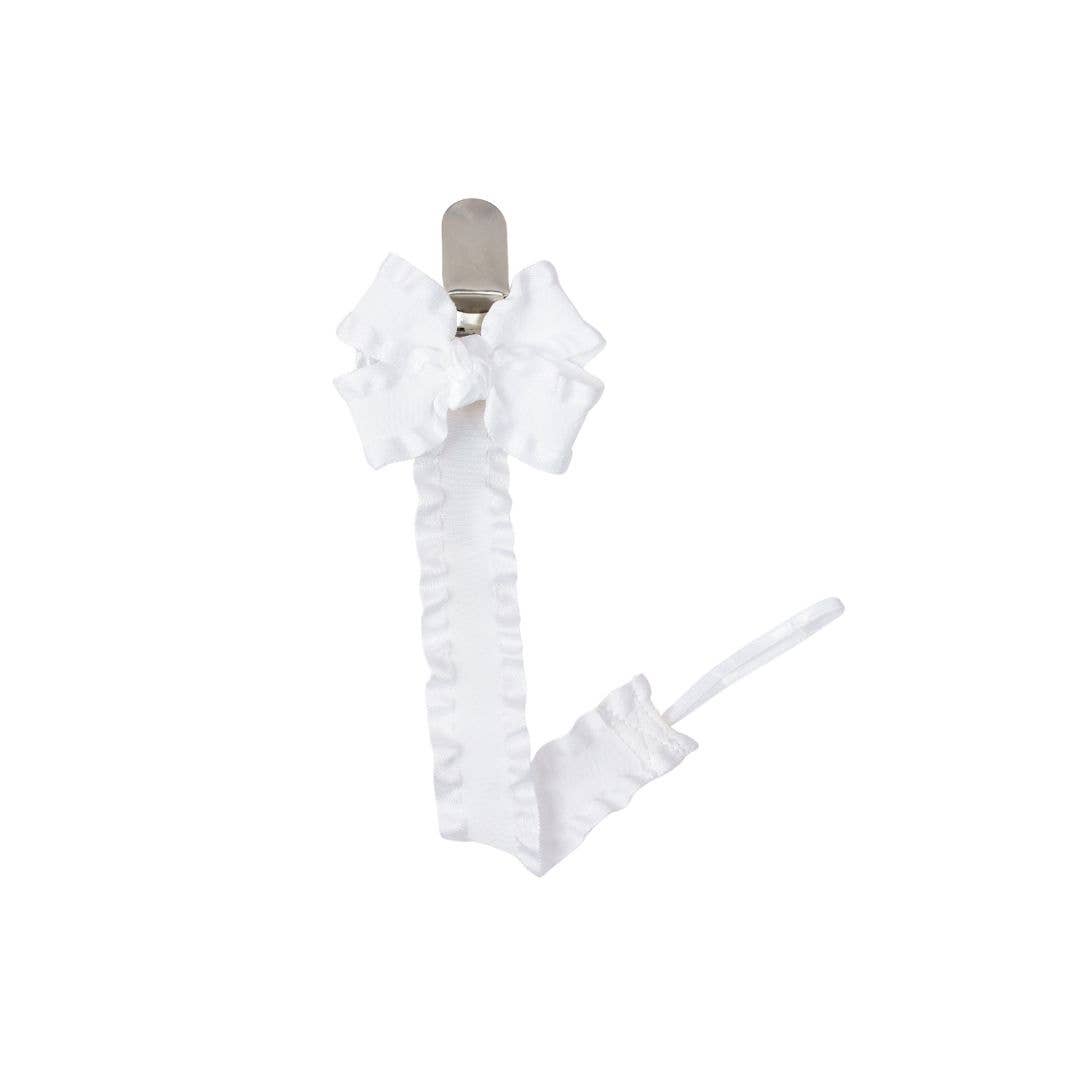 Double Ruffle Pacifier Clip w/ Detachable Bow