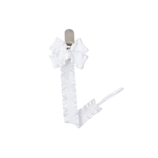 Double Ruffle Pacifier Clip w/ Detachable Bow