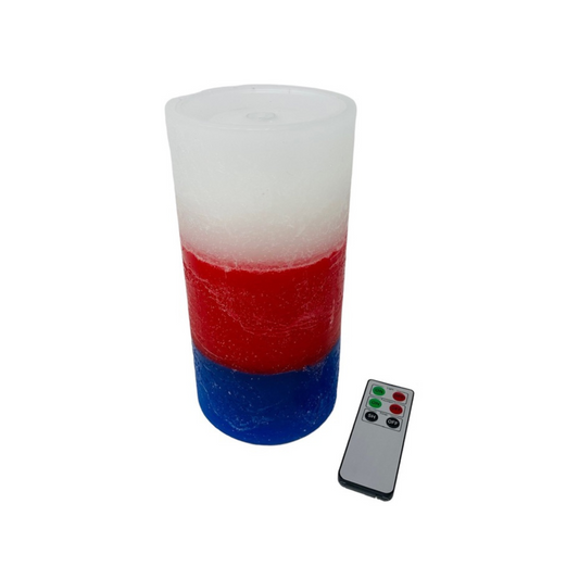 Red, White and Blue Water Wick Candle with Remote