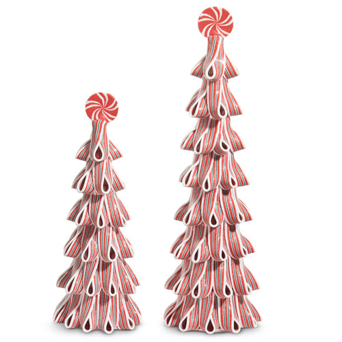 Tabletop - Red and White Ribbon Candy Trees